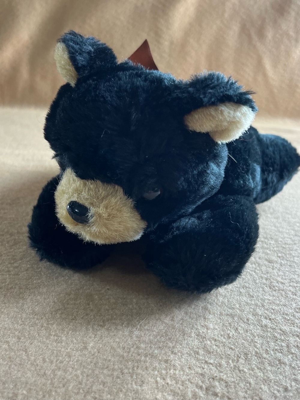 Bearington Collection Black Bear Plush Stuffed Animal Brown Bow 9”